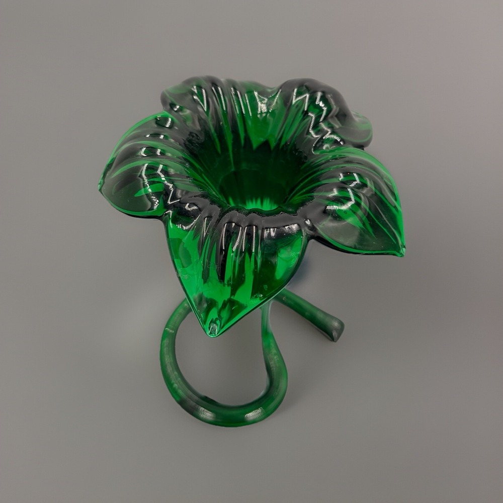 Mcm Hand blown Murano‎ Style Green Lilly Vase - Picture 2 of 9